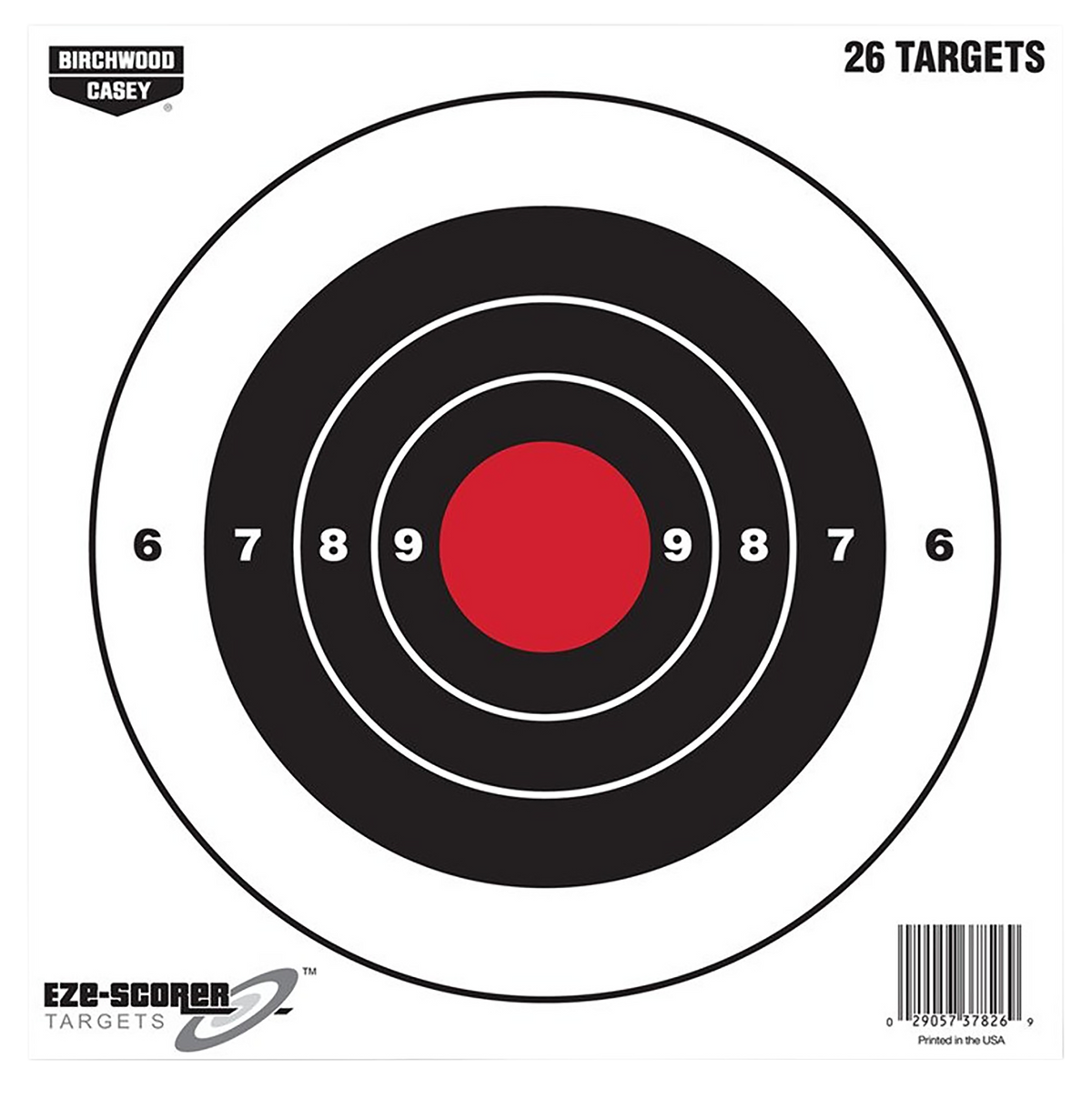 Birchwood Casey EZE-Scorer 8" Bullseye Hanging Paper Target Black/Red 26 Per Pack