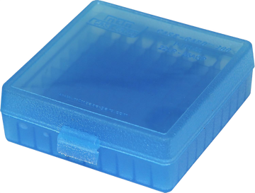 MTM Case-Gard P-100-22-24 Flip-Top 22 LR/25 ACP 100-Rd Clear Blue Polypropylene Ammo Box