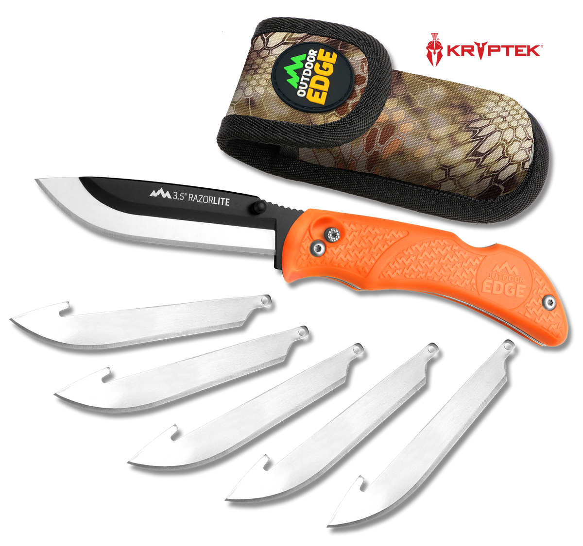 Outdoor Edge RazorLite 3.50" Folding Drop Point Plain 420J2 SS Blaze Orange TPR Handle
