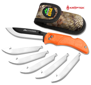 Outdoor Edge RazorLite 3.50" Folding Drop Point Plain 420J2 SS Blaze Orange TPR Handle