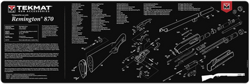 TekMat Remington 870 Cleaning Mat 12"x36" Rubber Black/White w/ Parts Diagram