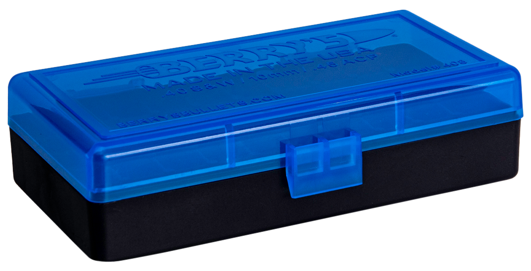 Berry's 38861 #408 Ammo Box .40 S&W/.45 ACP 50-Round Blue Lid/Black Bottom