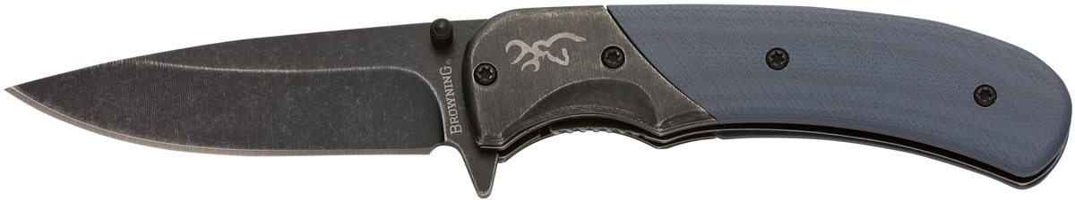 Browning The Range 2.75" Folding Drop Point 7Cr17MoV Plain Edge Liner Lock Knife - Black/Blue G10