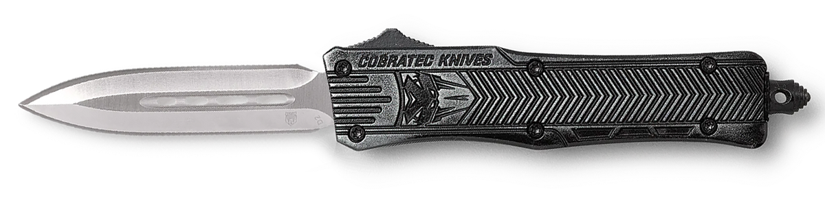 CobraTec Knives CTK-1 Small 2.75" OTF Dagger Plain D2 Steel Stonewashed Aluminum Handle