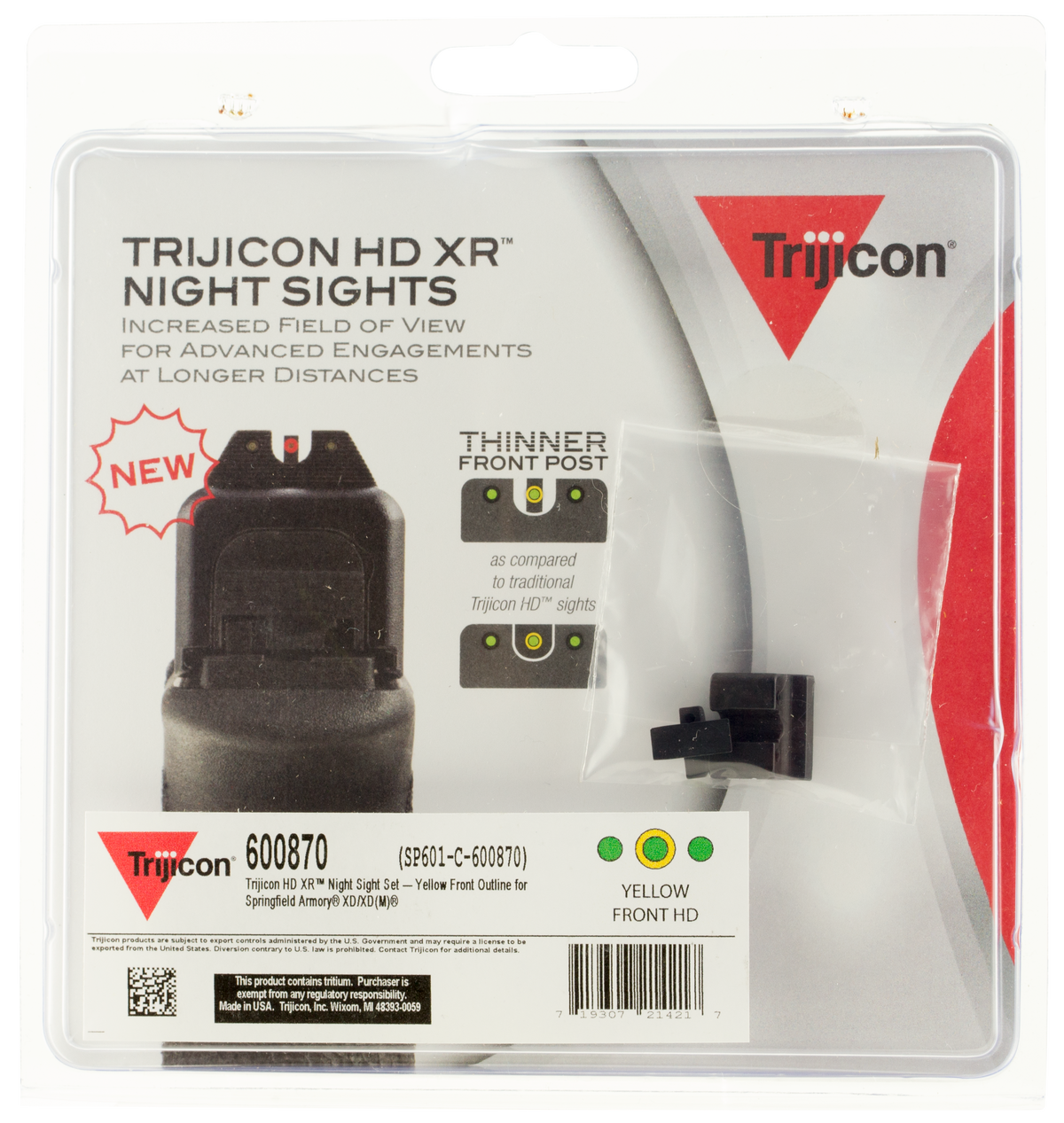 Trijicon HD XR Night Sights Green Tritium Yellow Outline Front / Black Outline Rear - Springfield XD/XD-M/XD Mod.2