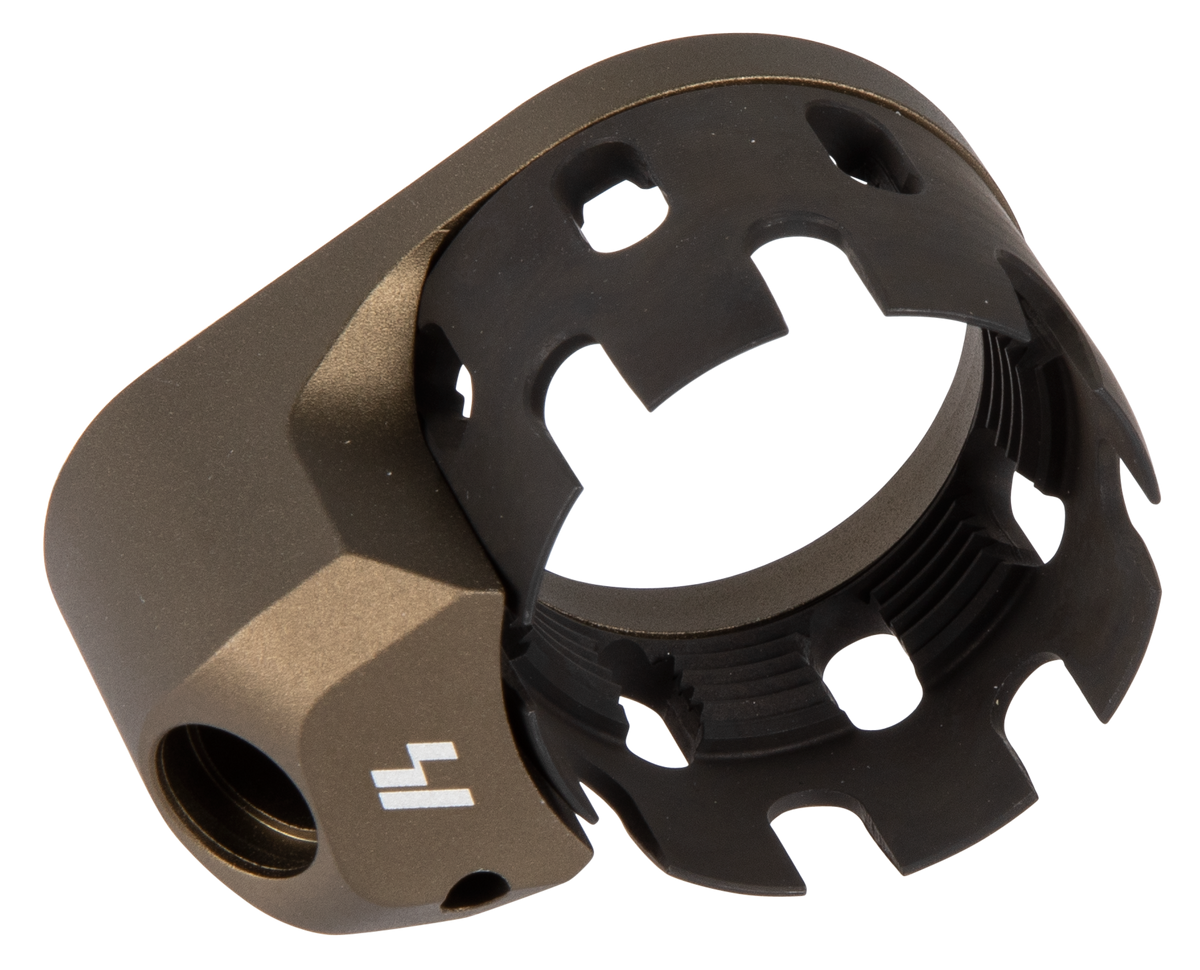 Strike Industries AR Enhanced Castle Nut and Extended End Plate Flat Dark Earth Anodized Steel