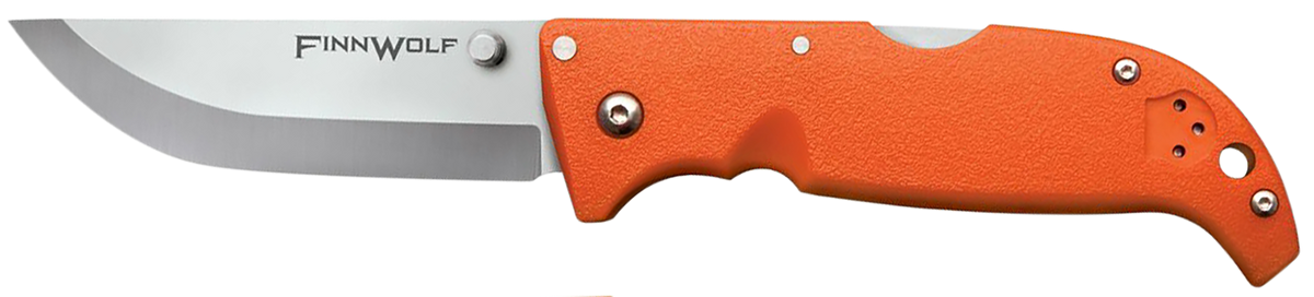Cold Steel Finn Wolf 3.50" Folding Plain Straight Back AUS-8A SS Blaze Orange Griv-Ex Handle