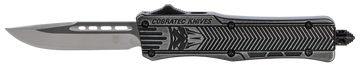 CobraTec Knives CTK-1 Small 2.75" OTF Drop Point Plain D2 Steel Black Stonewashed Aluminum Handle