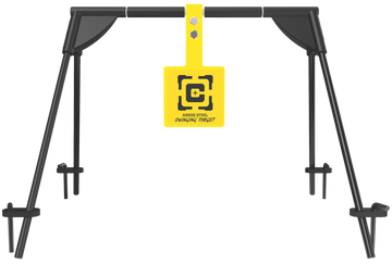 Caldwell Swinging AR500 Steel Hanging Rifle Target Black/Yellow - Includes Ground Stakes