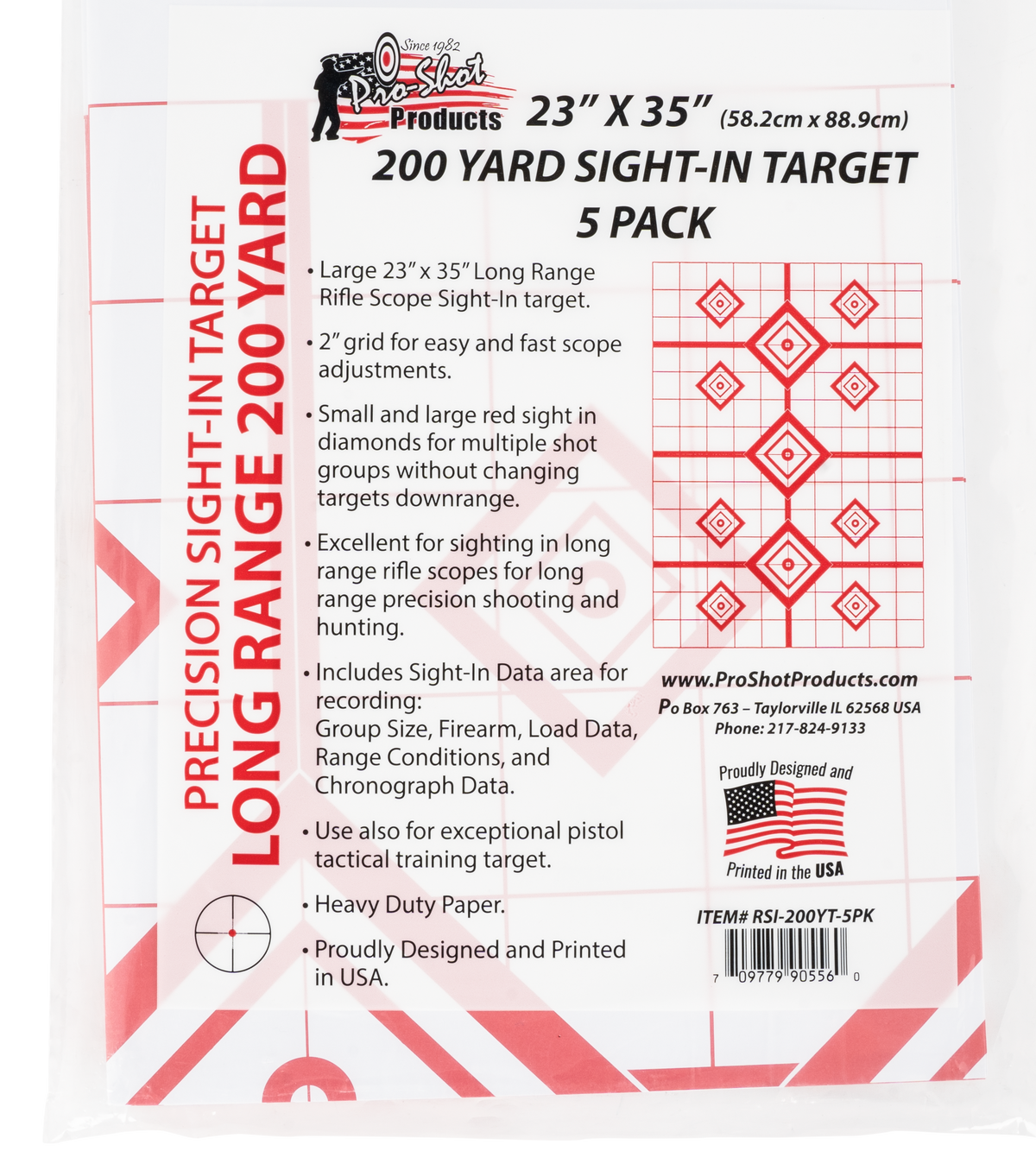 Pro-Shot SplatterShot Sight-In Diamond Hanging Paper Target 23" x 35" 200 Yards White/Red - 5 Pack