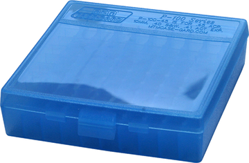 MTM Case-Gard P100924 P-100 9mm/.380 100rd Flip-Top Clear Blue Polypropylene