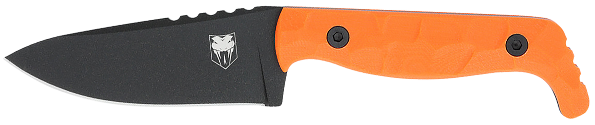 CobraTec Knives KingPin EDC 4" Fixed Drop Point Plain D2 Steel Black Powder Coat Blaze Orange G10
