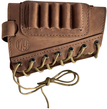 1791 Gunleather Butt Cuff Ammo Holder Hunt Brown Leather 5 Shells Creep Stop Strap