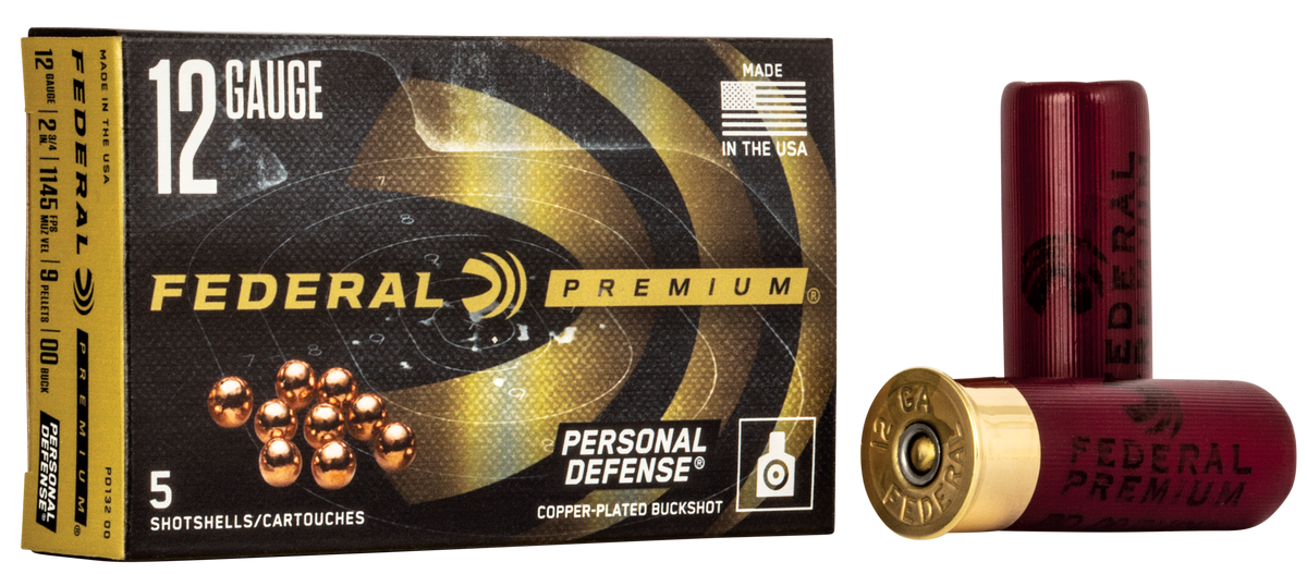 Federal PD13200 Premium Personal Defense 12 Gauge 2.75" 9 Pellets 00 Buckshot - Box or Case