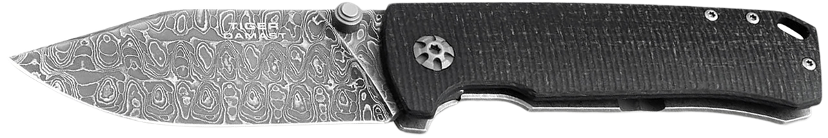 Boker Tiger-Damast 3.35" Damascus Clip Point Micarta Folding Knife
