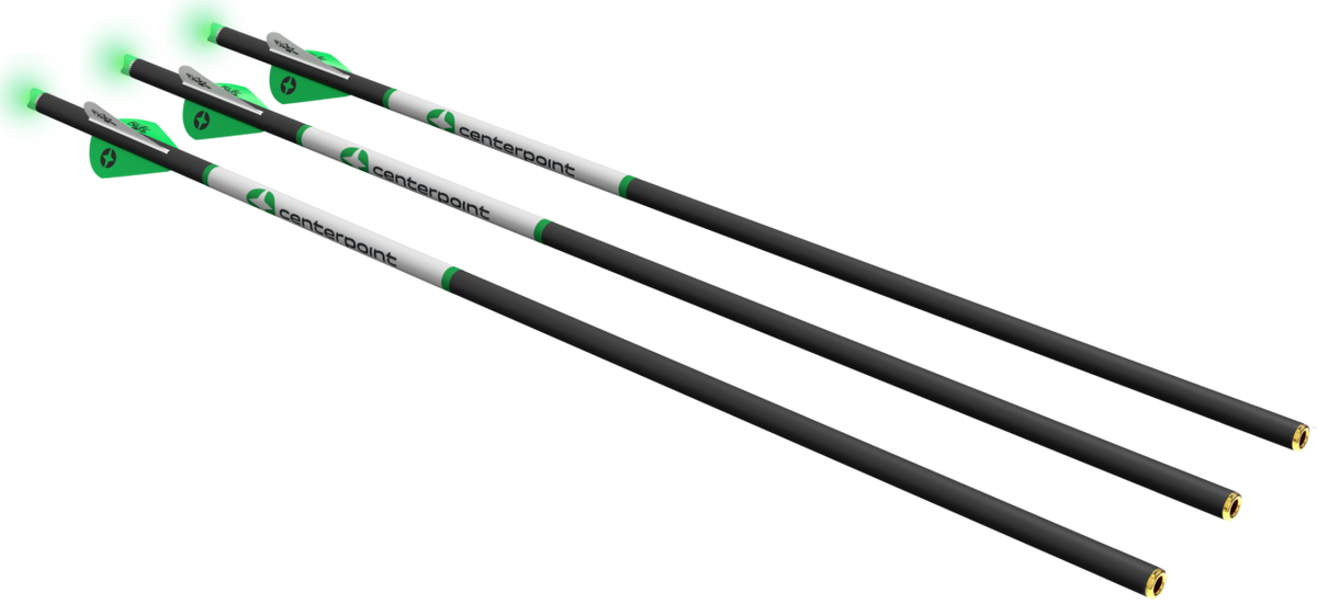 Centerpoint Perm Crossbow Arrows 20" 400gr Carbon w/Lighted Half-Moon Nocks - 3 Pack