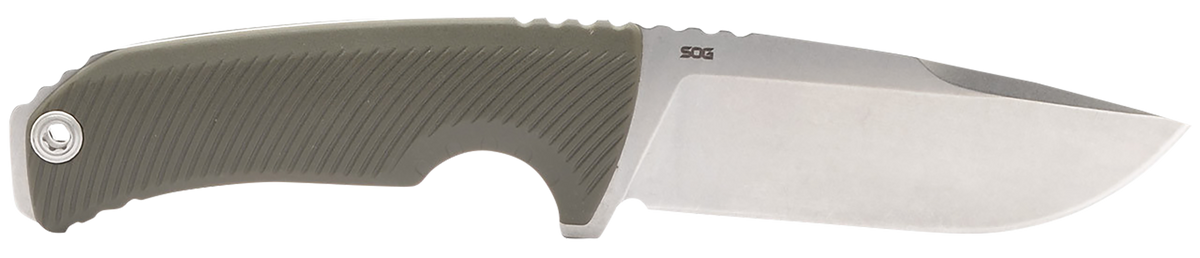 S.O.G Tellus FX 4.20" Fixed Clip Point Plain Edge Cryo 440C SS - Olive Drab GRN Handle