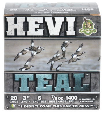 Hevishot HEVI-Teal 20 Gauge 3" 7/8 oz 6 Shot 1400 fps - Box or Case