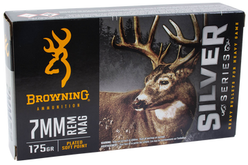 Browning Ammo Silver Series 7mm Rem Mag 175gr Plated Soft Point 20 Rd - Box or Case
