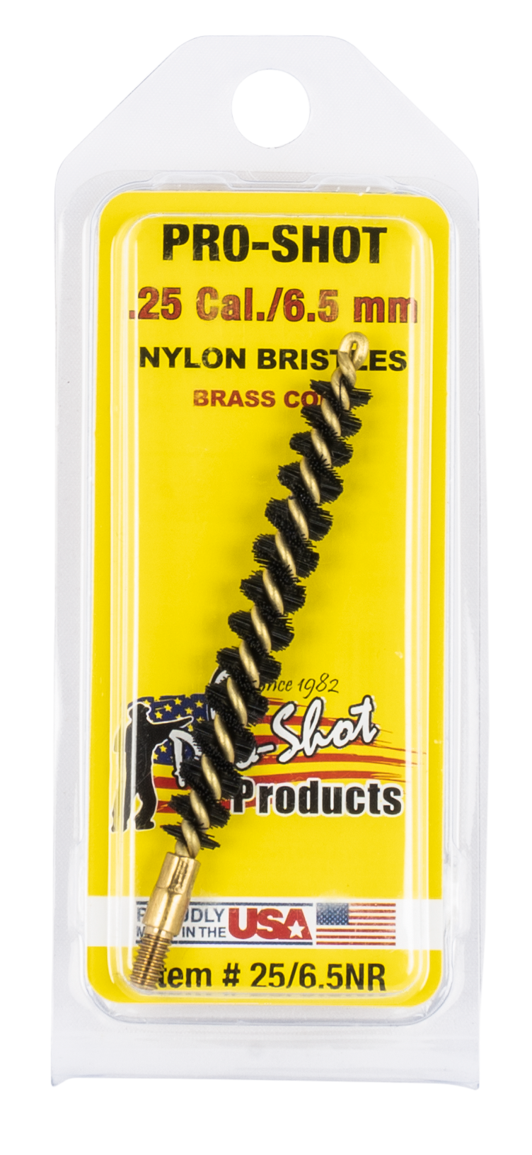 Pro-Shot 2565NR Bore Brush .25 Cal/6.5mm Rifle #8-32 Thread Nylon Bristles Brass Core