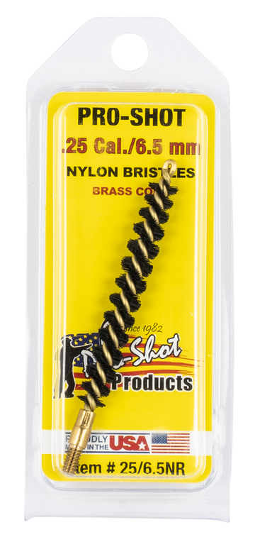 Pro-Shot 2565NR Bore Brush .25 Cal/6.5mm Rifle #8-32 Thread Nylon Bristles Brass Core