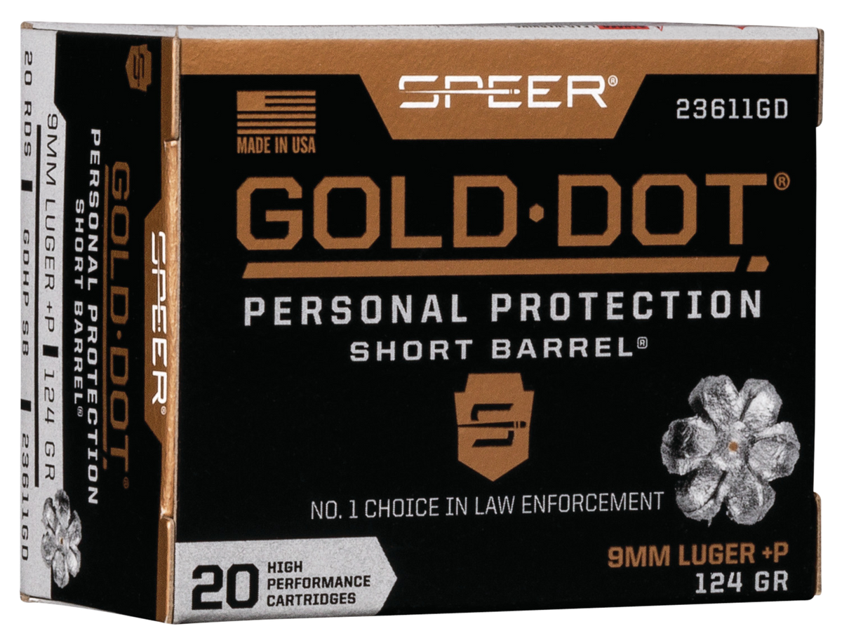 Speer Ammo Gold Dot Personal Protection Short Barrel 9mm Luger +P 124 gr Hollow Point - Box or Case