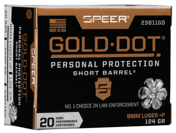 Speer Ammo Gold Dot Personal Protection Short Barrel 9mm Luger +P 124 gr Hollow Point - Box or Case