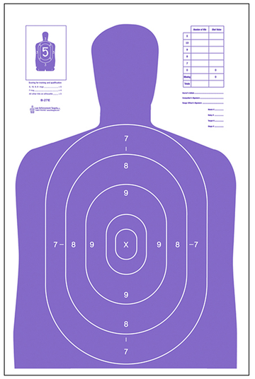 Action Target B-27E Qualification High Visibility Fluorescent Silhouette Paper Target 23" x 35" Purple/White 100/Box