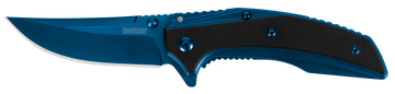Kershaw Outright 8320 3" Folding Trailing Point Plain Blue PVD 8Cr13MoV - Black/Blue G10/SS Handle