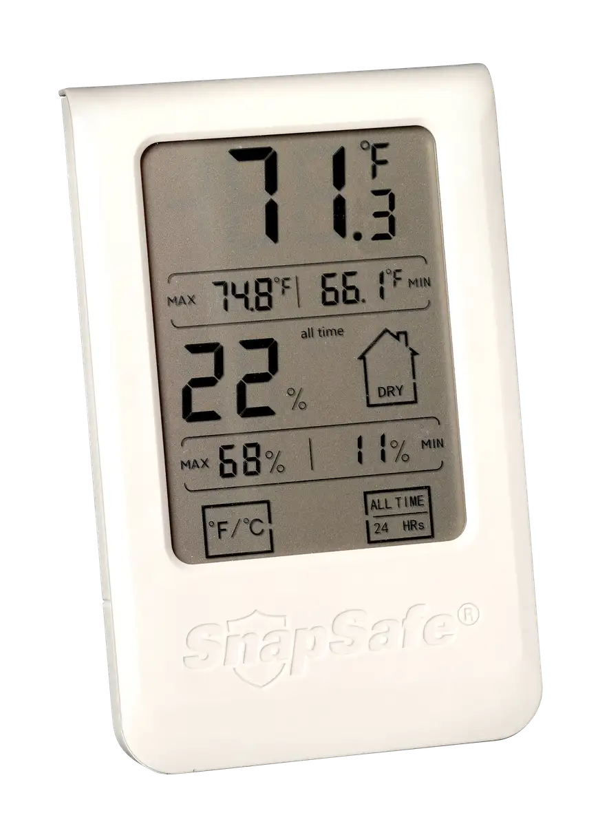 SnapSafe 75909 Gun Safe Hygrometer LCD Display Gray AAA