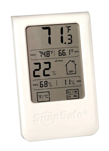 SnapSafe 75909 Gun Safe Hygrometer LCD Display Gray AAA
