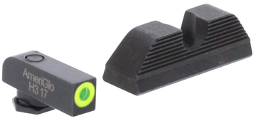 Ameriglo GL354 Protector Sight Set for Glock - Green Tritium LumiGreen Outline Front / Black Serrated Rear
