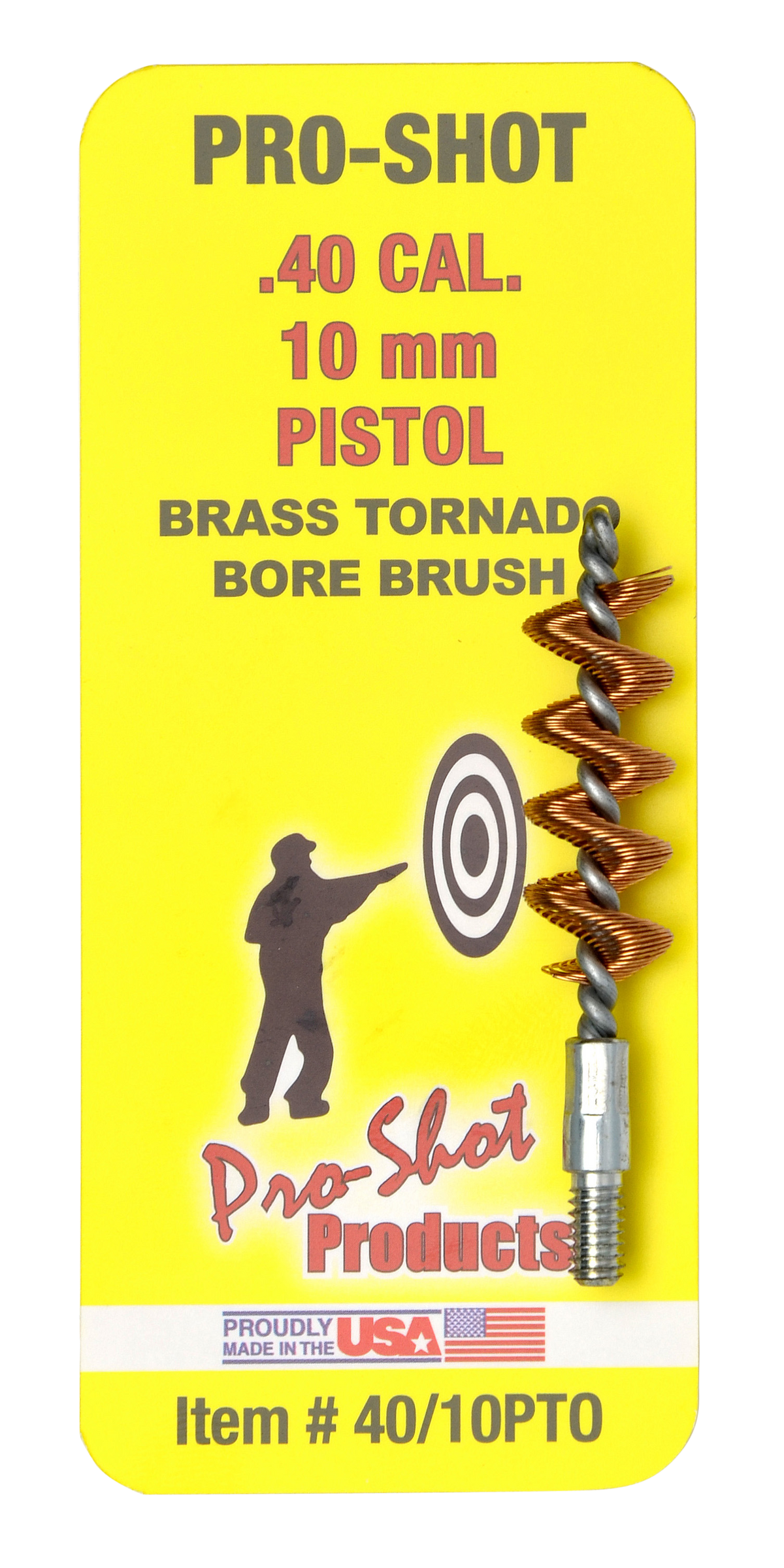 Pro-Shot 4010PTO Tornado Bore Brush .40/10mm Pistol #8-32 Thread Brass