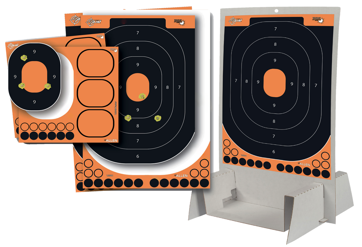 EZ-Aim Splash Reactive 14"x22" Oval Self-Adhesive Paper Target Kit - Black/Orange