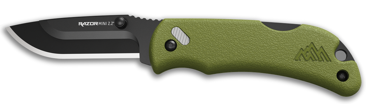 Outdoor Edge RazorMini 2.2" Folding Drop Point Plain 420J2 SS OD Green ABS Polymer Handle
