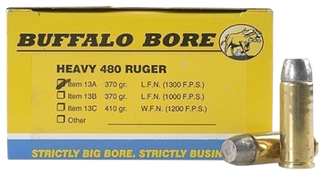 Buffalo Bore Ammunition Heavy Strictly Business 480 Ruger 370 gr Lead Flat Nose 20 Rd Box - Box or Case