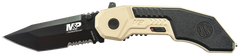Smith & Wesson Knives M&P M.A.G.I.C. 2.80" Folding Tanto Part Serrated Black Oxide 4034 SS Tan/Black Aluminum Handle