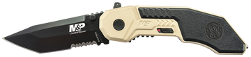 Smith & Wesson Knives M&P M.A.G.I.C. 2.80" Folding Tanto Part Serrated Black Oxide 4034 SS Tan/Black Aluminum Handle