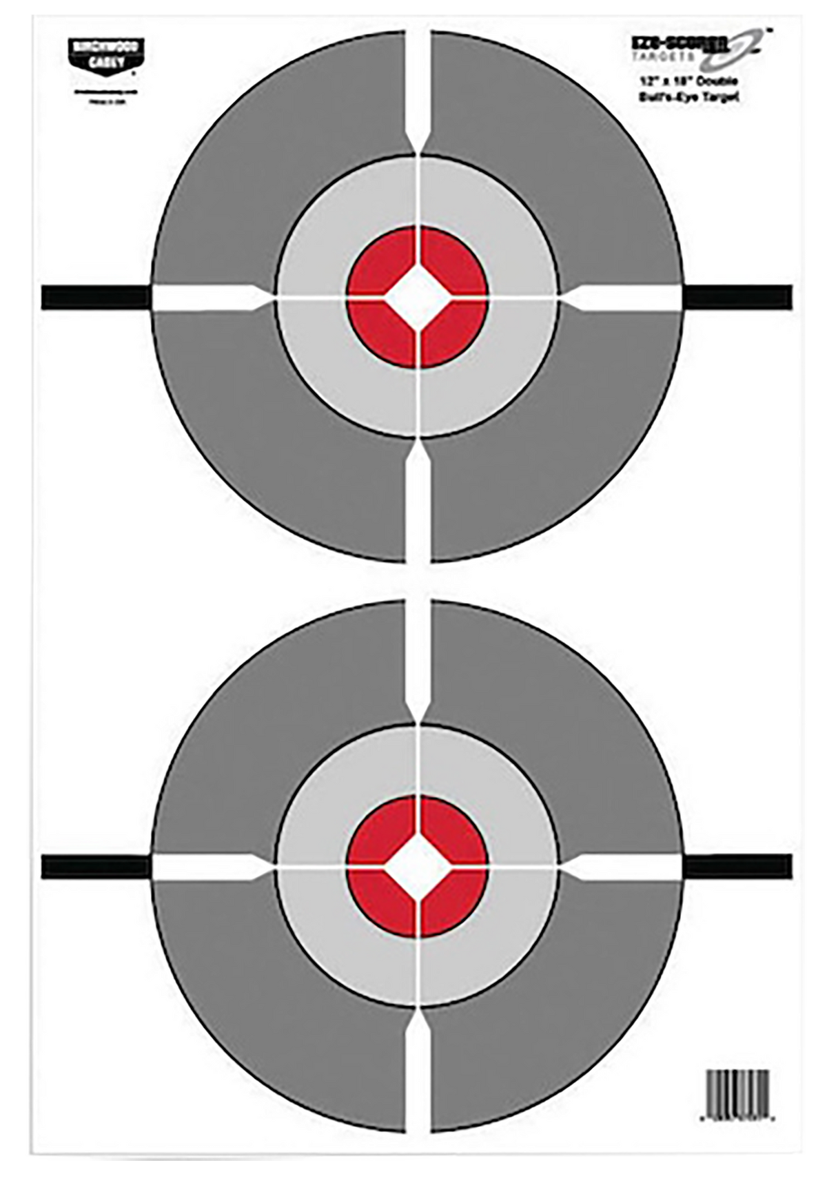 Birchwood Casey EZE-Scorer Double Bullseye 12" x 18" Gray/Red Hanging Paper Target - 10 Pack