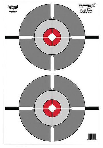 Birchwood Casey EZE-Scorer Double Bullseye 12" x 18" Gray/Red Hanging Paper Target - 10 Pack