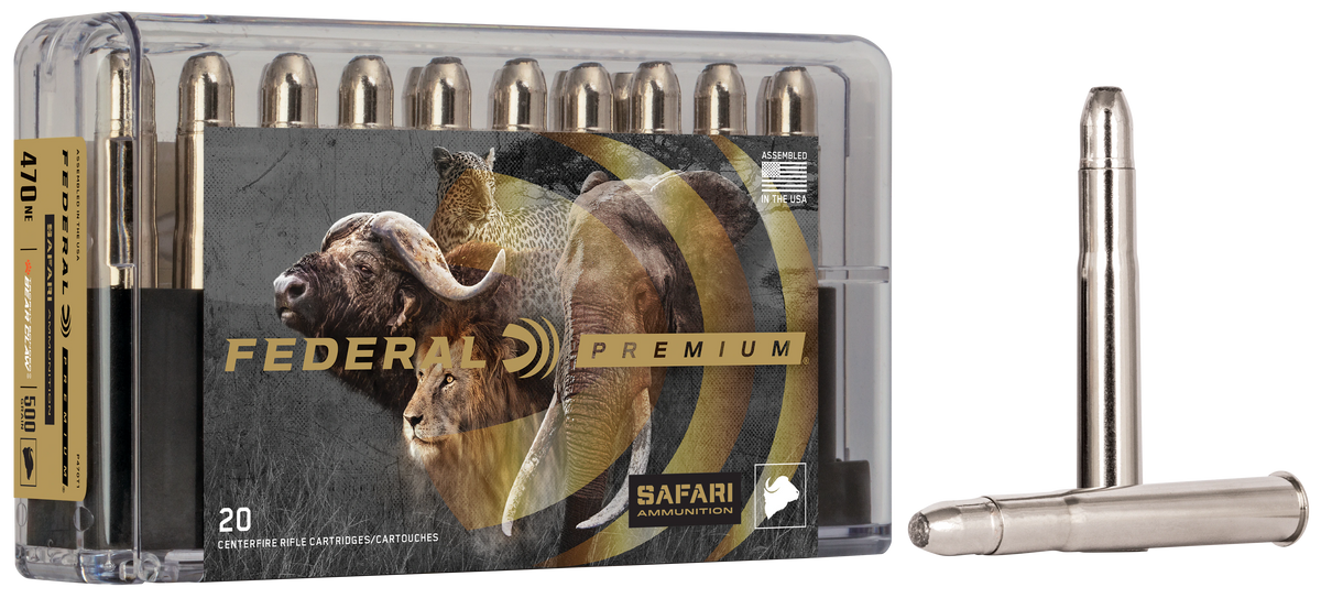 Federal P470T1 Premium Safari Cape-Shok 470NitroExpress 500gr Trophy Bonded Bear Claw 20 Per Box/10 Case