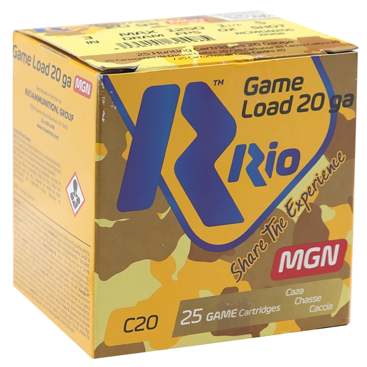 Rio Ammunition Game Load 20 Gauge 3" 1-1/4 oz #5 Shot - Box or Case