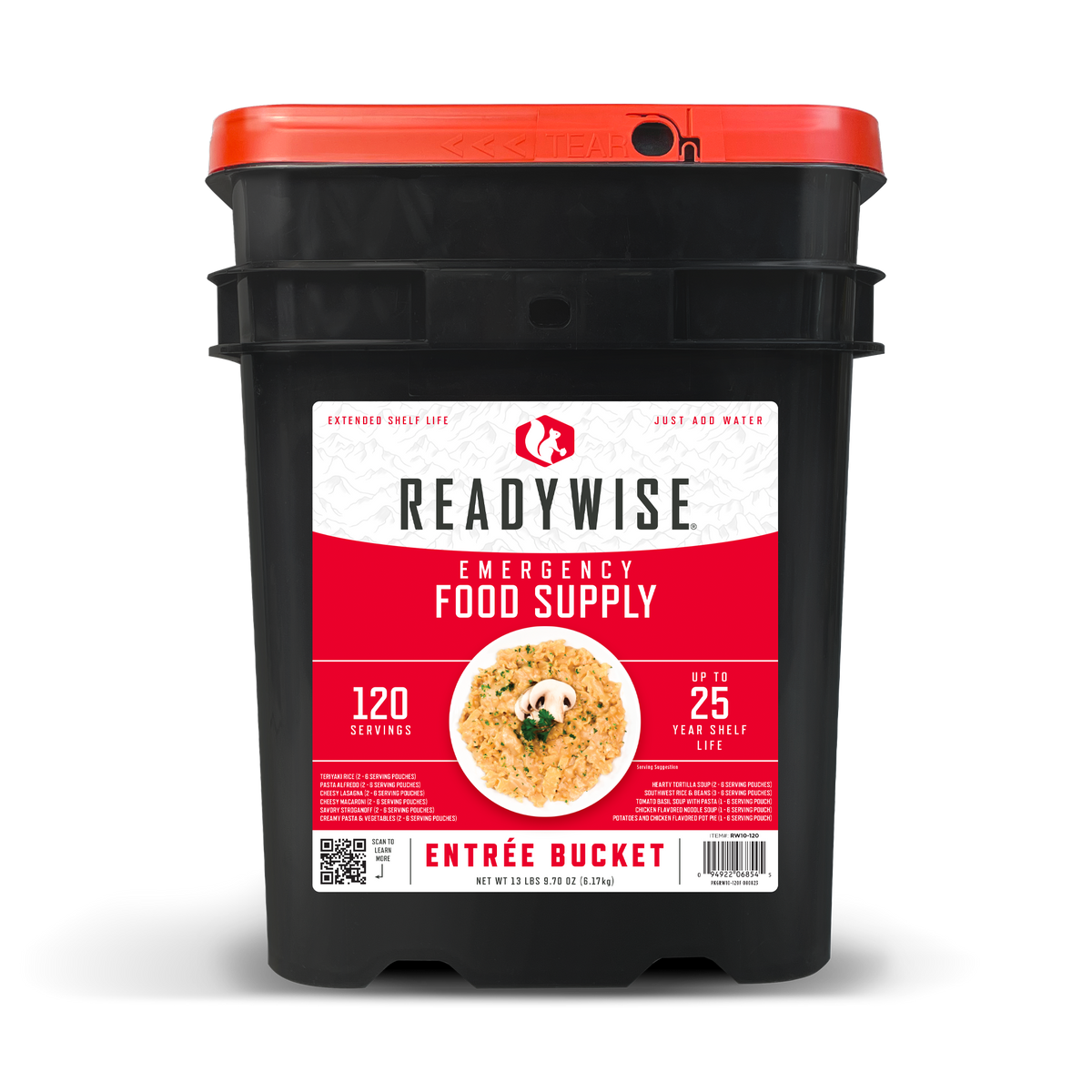 ReadyWise Grab N Go Bucket Freeze Dried Entrees 120 Servings Per Bucket