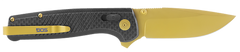 S.O.G Terminus XR LTE 2.95" Folding Clip Point Plain Gold TiCN CPM S35VN Blade Black G10/Carbon Fiber Handle