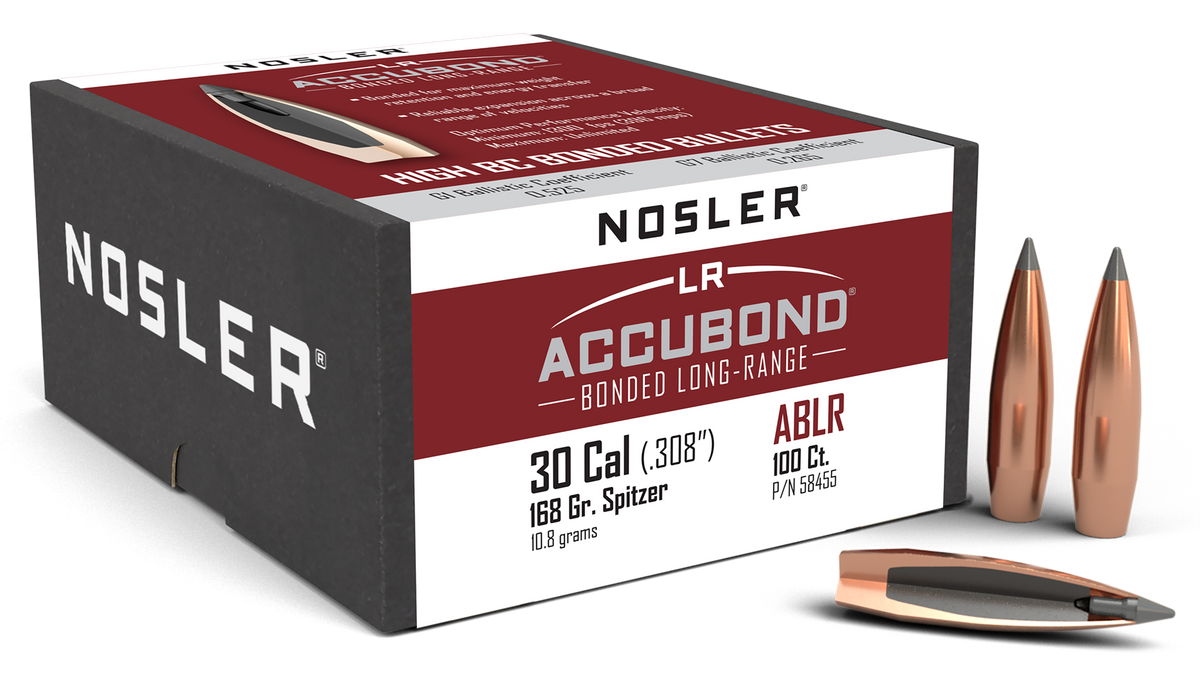 Nosler AccuBond Long Range 30 Cal .308 168 gr Spitzer Point Boat Tail 100/Box Reloading Bullets