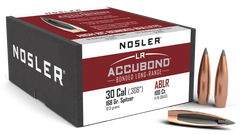 Nosler AccuBond Long Range 30 Cal .308 168 gr Spitzer Point Boat Tail 100/Box Reloading Bullets