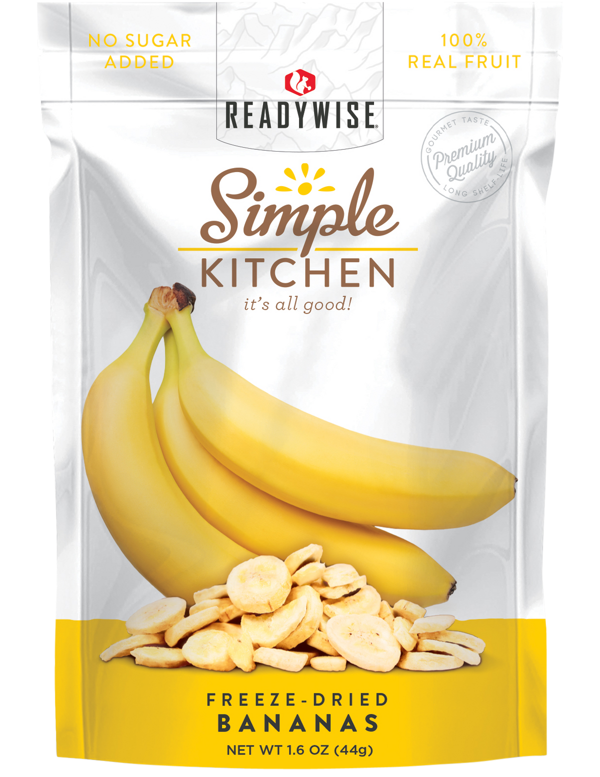 ReadyWise Simple Kitchen Freeze Dried Bananas 1 Serving Pouch 6 Per Case