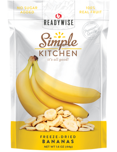 ReadyWise Simple Kitchen Freeze Dried Bananas 1 Serving Pouch 6 Per Case