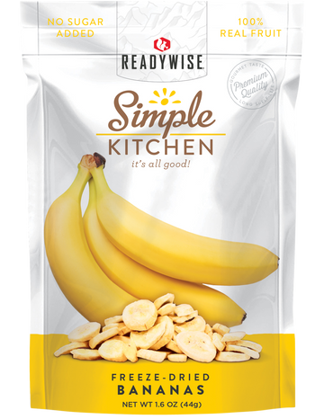 ReadyWise Simple Kitchen Freeze Dried Bananas 1 Serving Pouch 6 Per Case