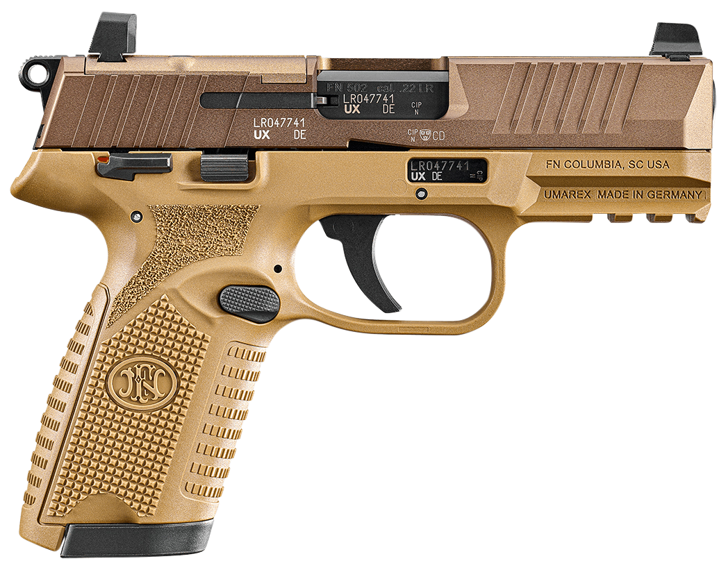 FN 502 MRD 22 LR 4" 10+1 FDE Semi-Auto Pistol - 2x 10-Rd Mags